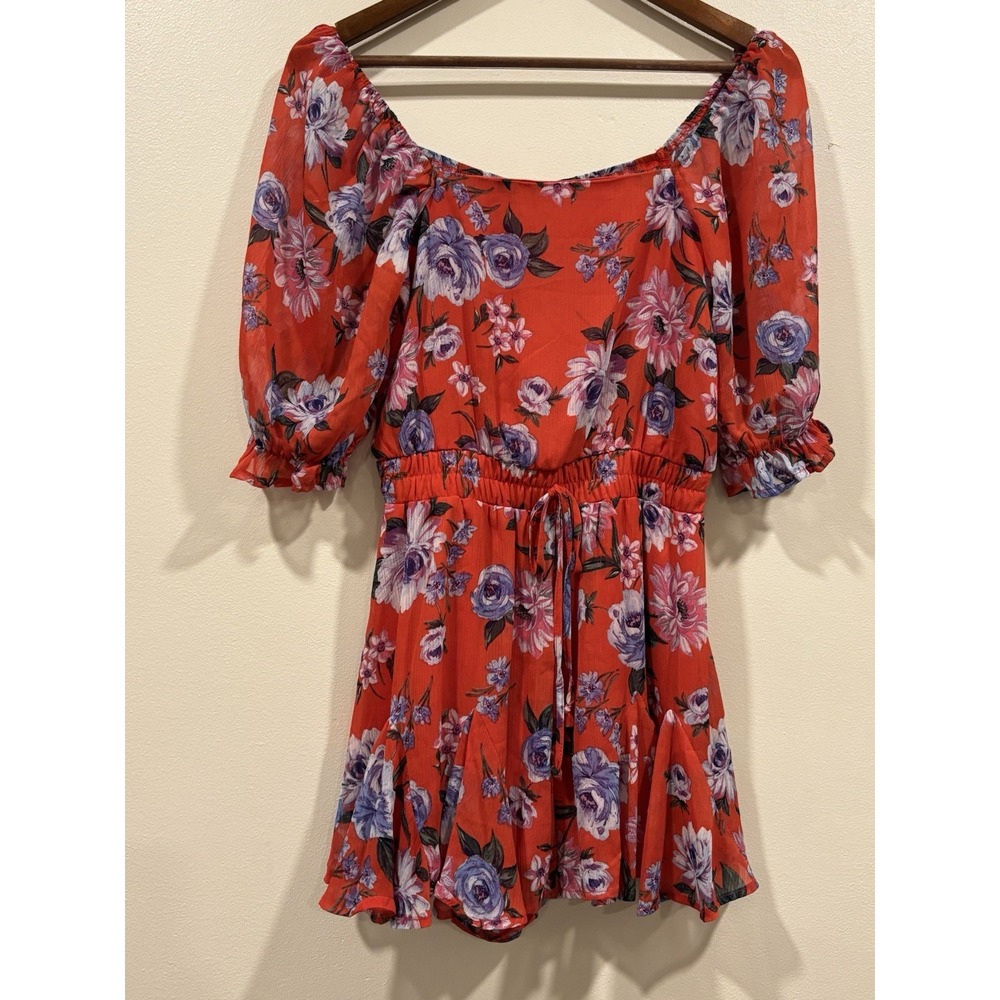 Row.A.  Floral Long Sleeve Dress in Red and Purple Size S